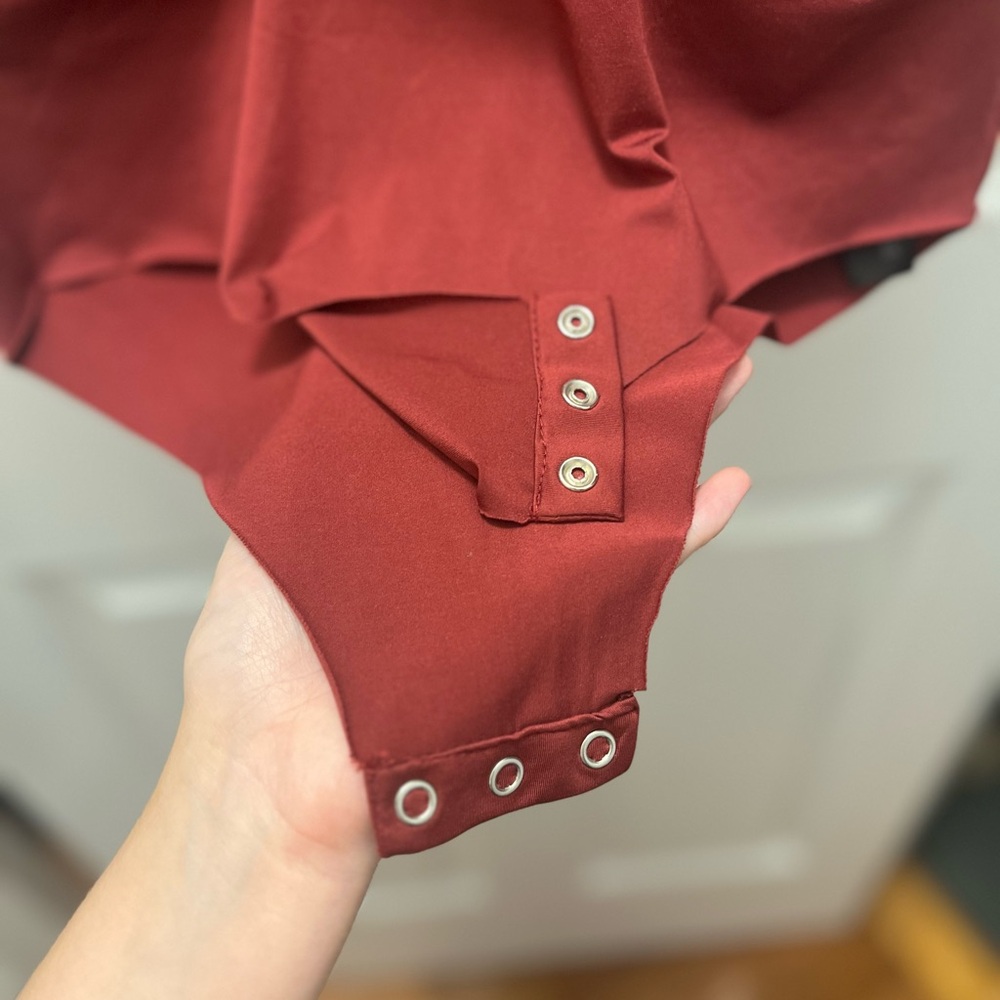 Zara Raspberry Deep V Velvet Bodysuit - Picture 6 of 7